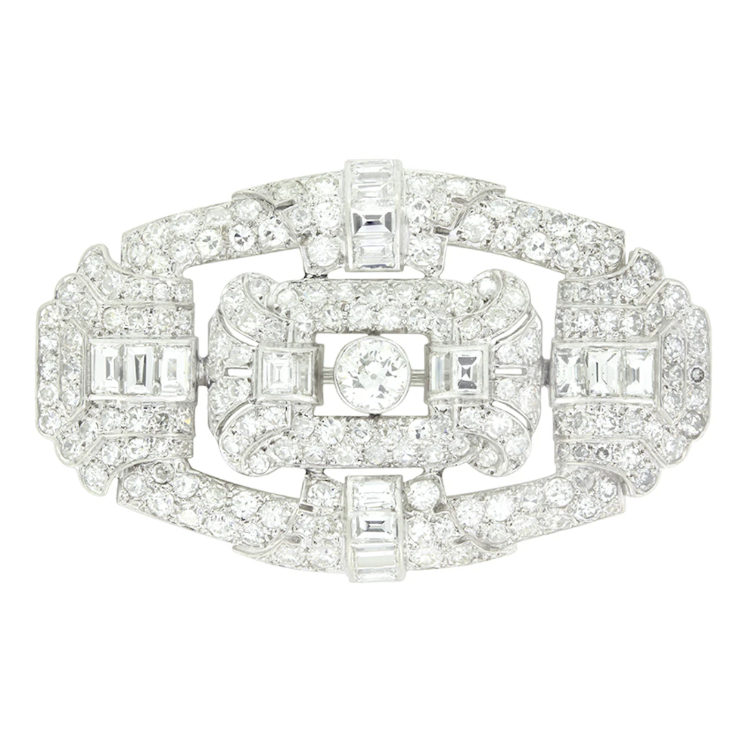 Art Deco 8.00ct Diamond Brooch, c.1920s