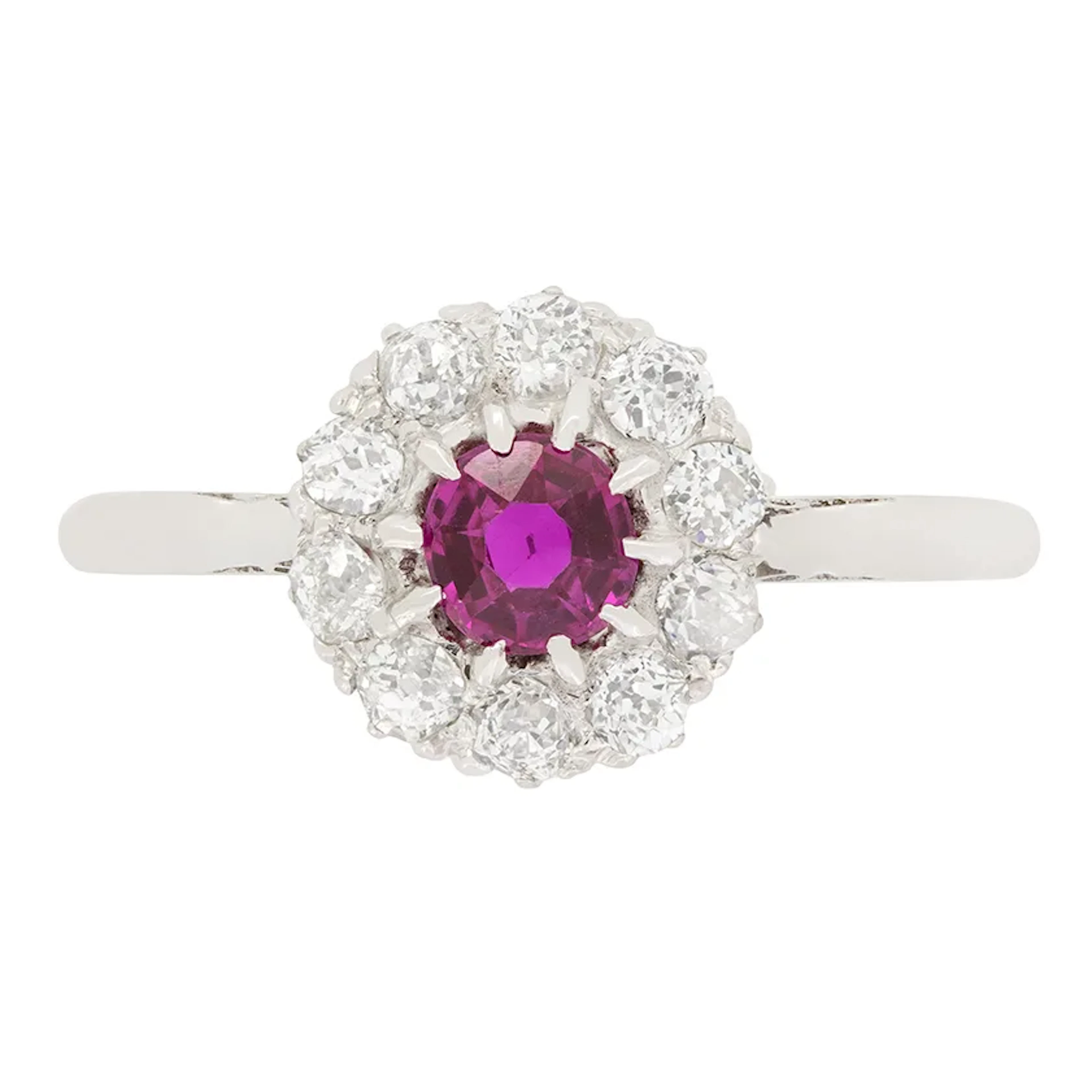 Art Deco 0.40ct Pink Sapphire and Diamond Cluster Ring, c.1920s
