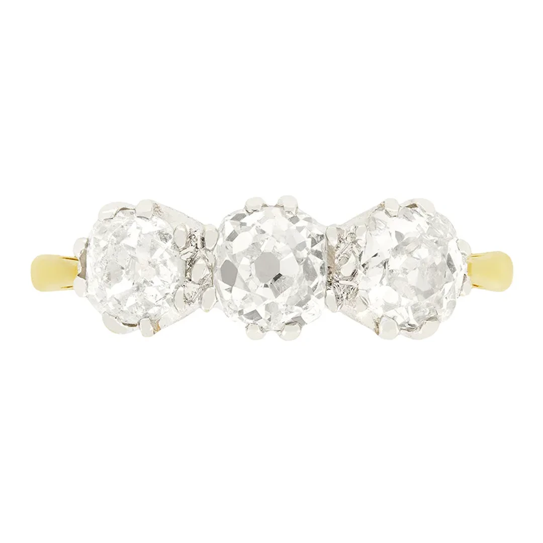 Vintage 1.40ct Diamond Three Stone Ring, c.1960s