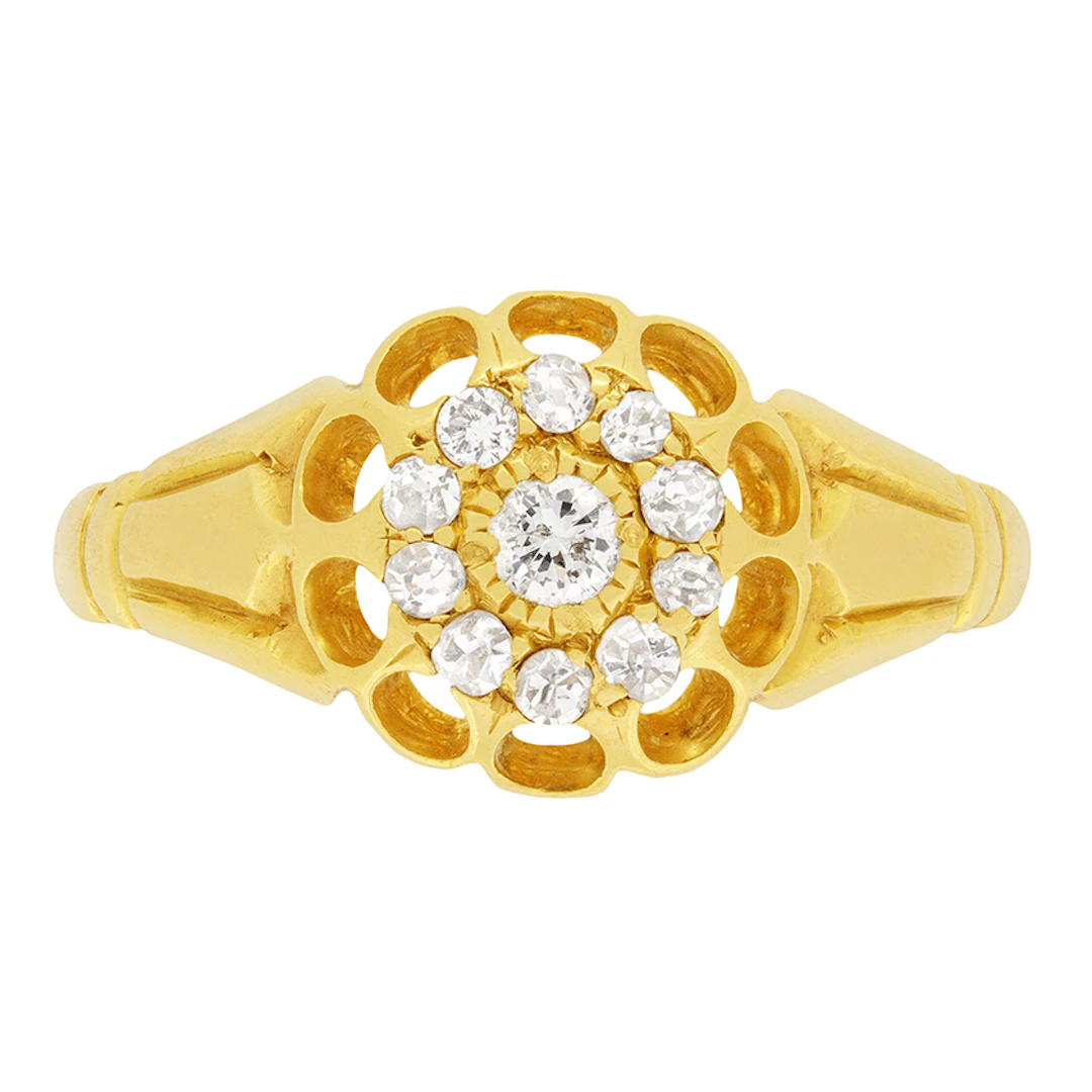 Victorian 0.25ct Daisy Style Cluster Ring, c.1900s