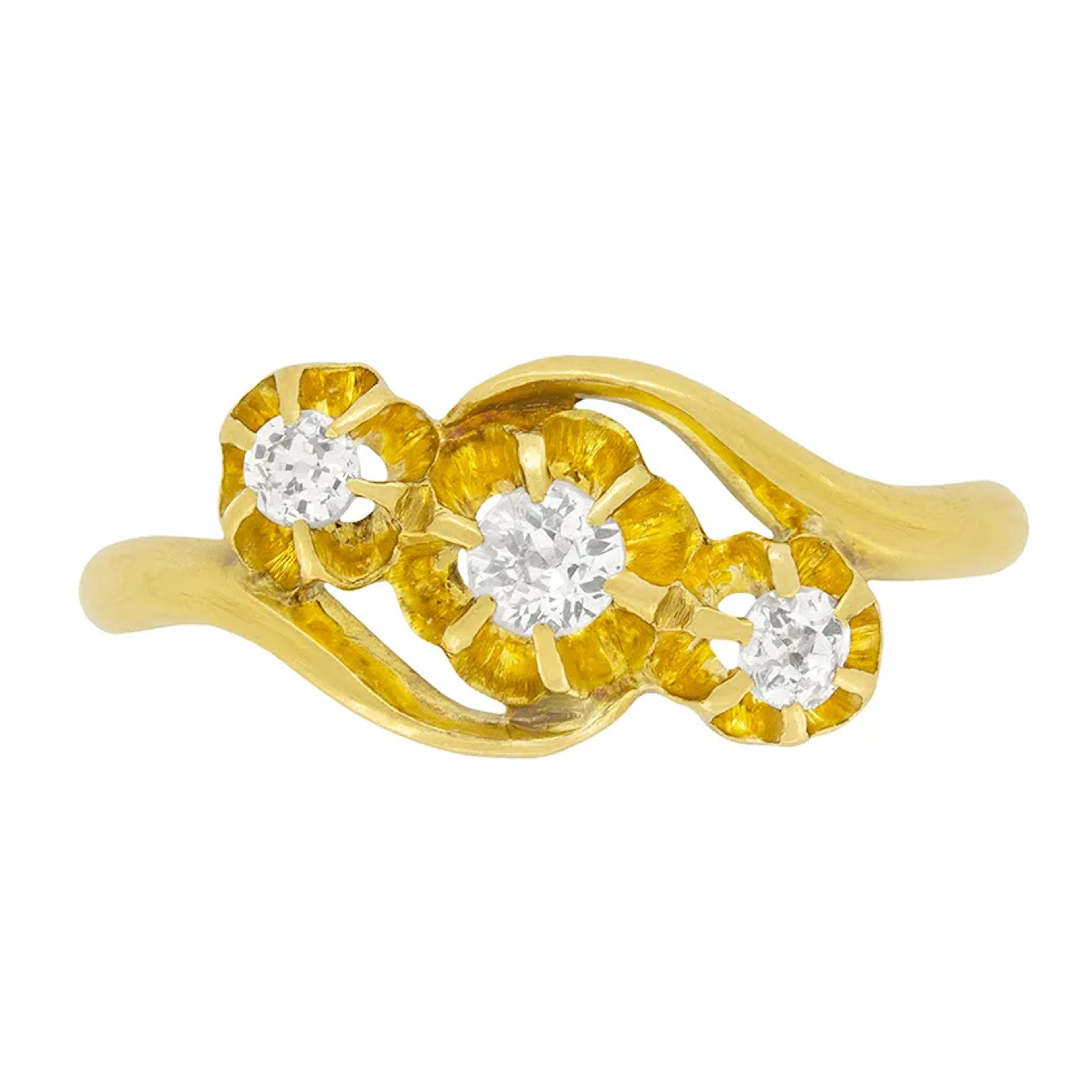 Edwardian 0.35ct Diamond Three Stone Twist ring, c.1910s