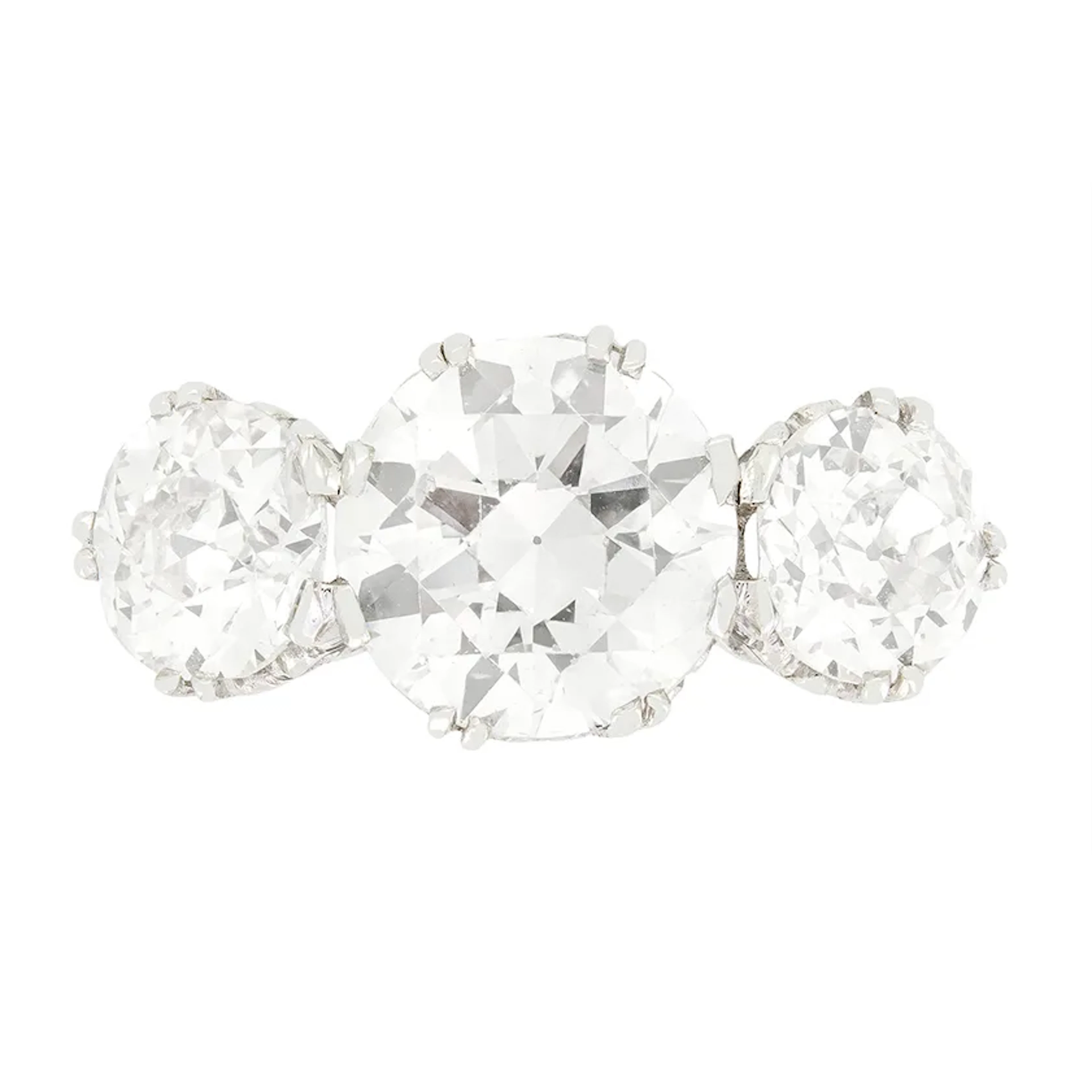Late Deco 3.20ct Diamond Three Stone Ring, c.1940s