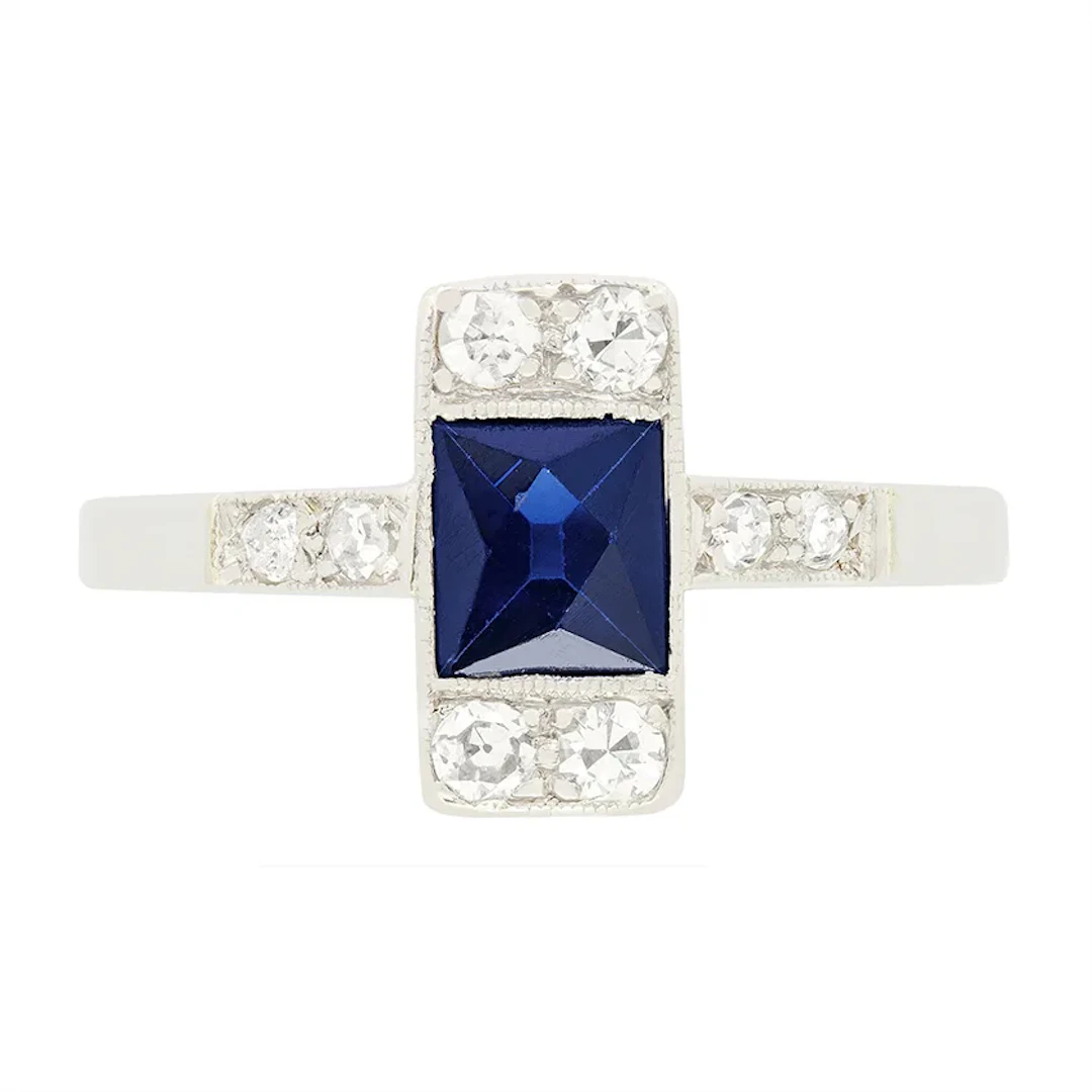 Art Deco 0.50ct Sapphire and Diamond Ring, c.1920s