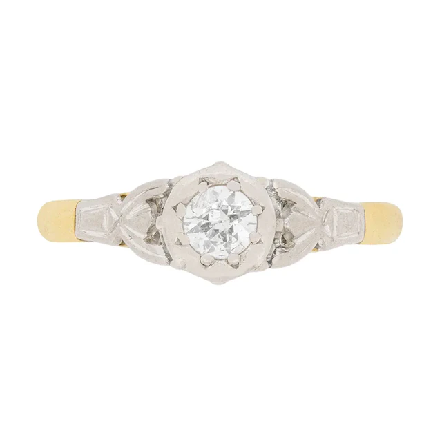 Edwardian Illusion Set Diamond Solitaire Ring, c.1910