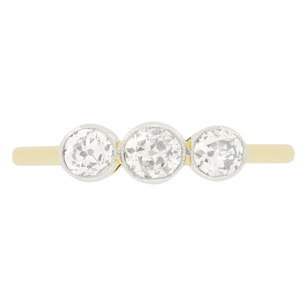 Edwardian 0.85ct Diamond Trilogy Ring, c.1910s