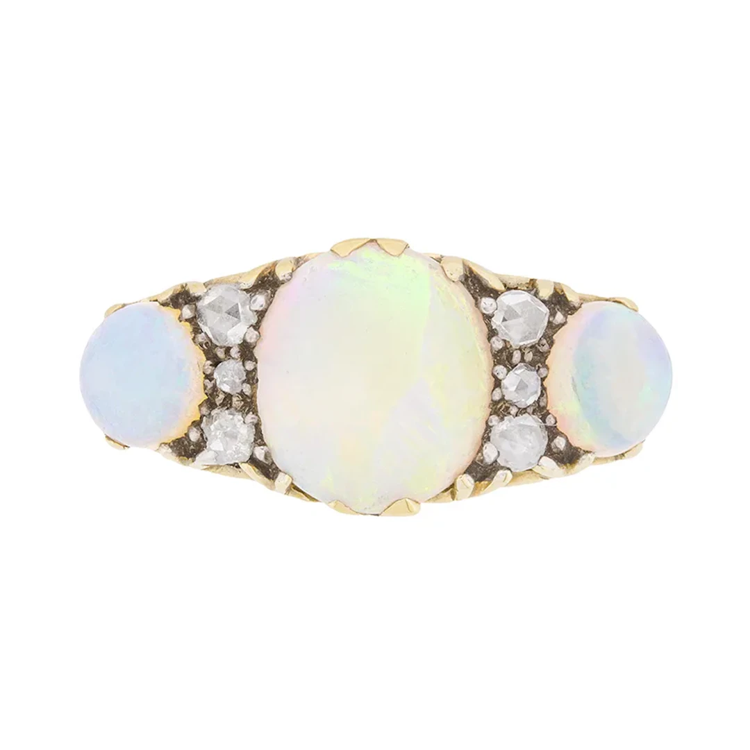 Victorian 1.60ct Opal and Diamond Ring, c.1900s