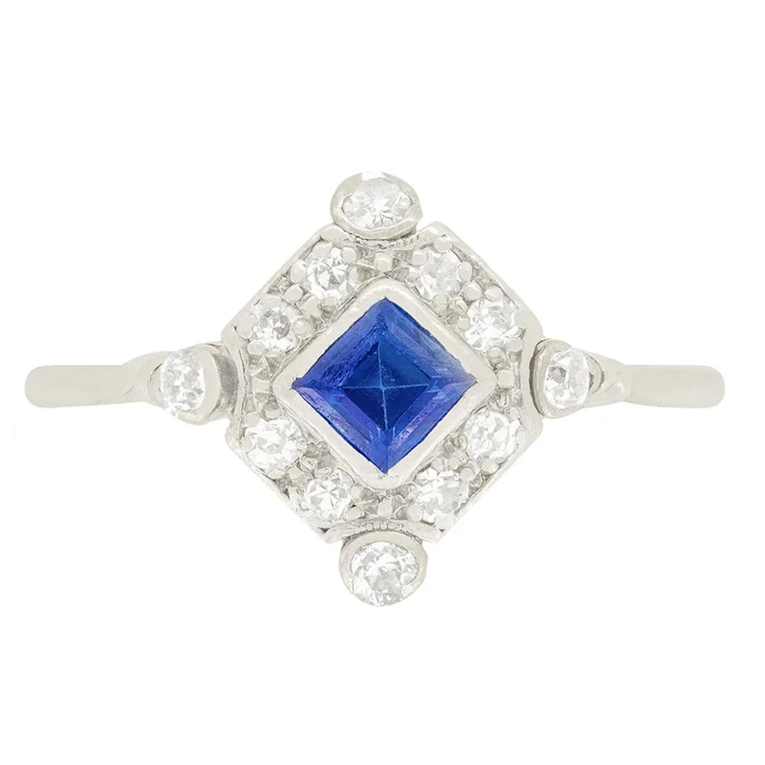 Art Deco 0.40ct Sapphire and Diamond Ring, c.1920s