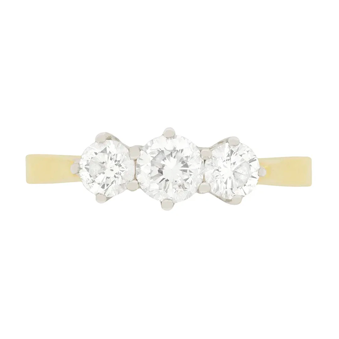 Vintage 0.80ct Diamond Three Stone Engagement Ring, c.1980s