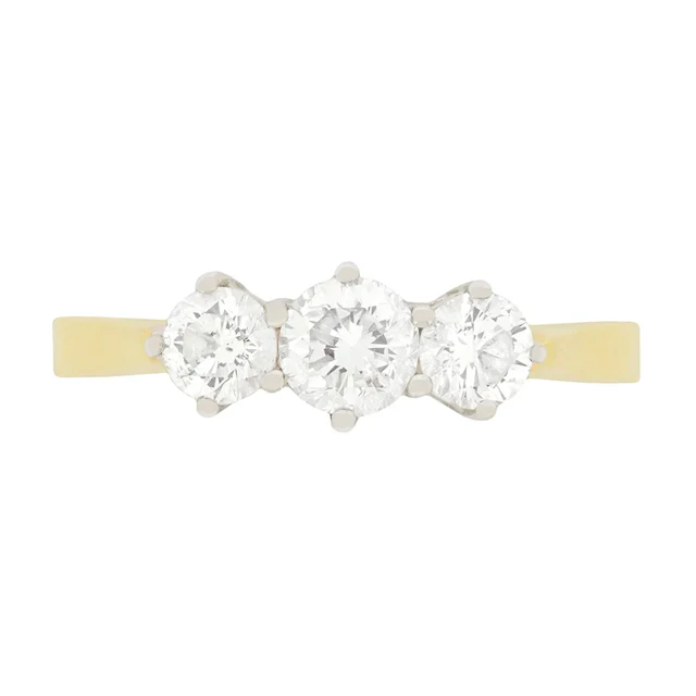 Vintage 0.80ct Diamond Three Stone Engagement Ring, c.1980s