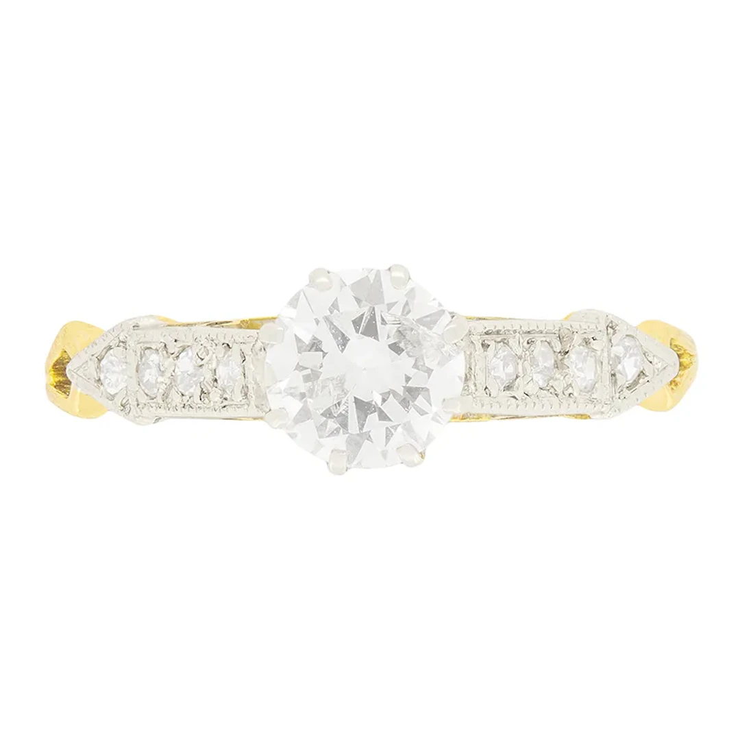 Late Deco 0.78ct Diamond Solitaire Ring, c.1930s