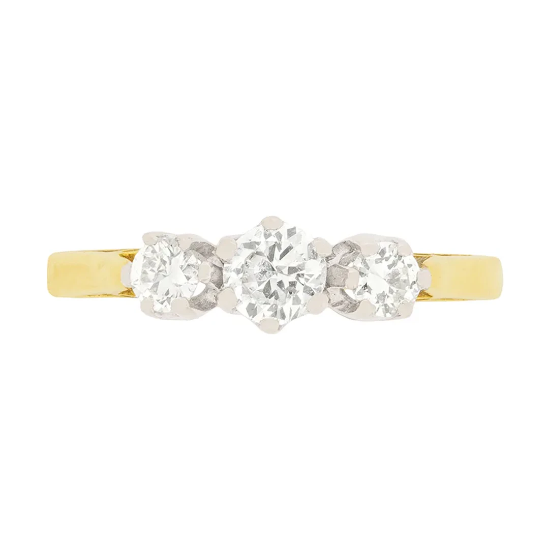 Art Deco 0.65ct Diamond Three Stone Ring, c.1920s