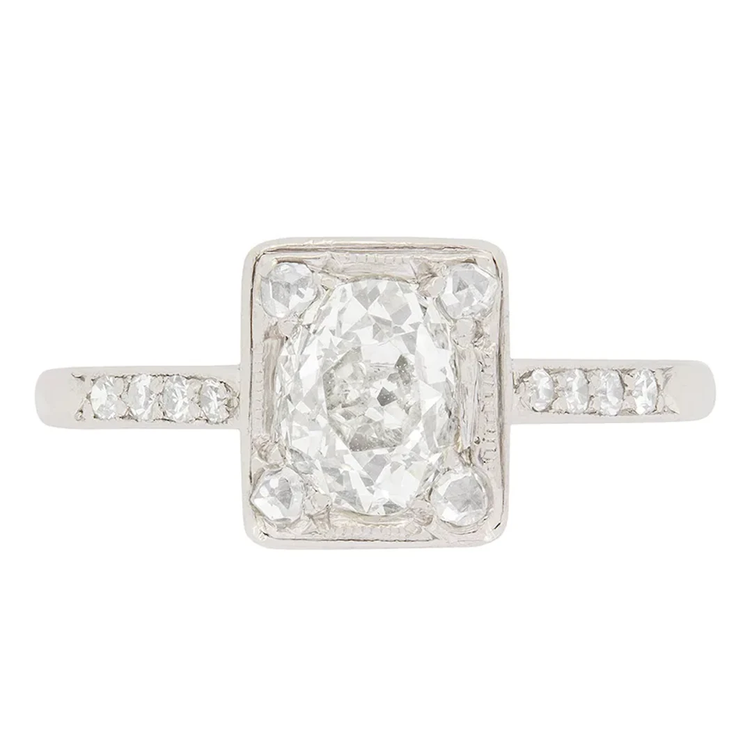 Art Deco 1.10ct Diamond Solitarie Ring, c.1920s