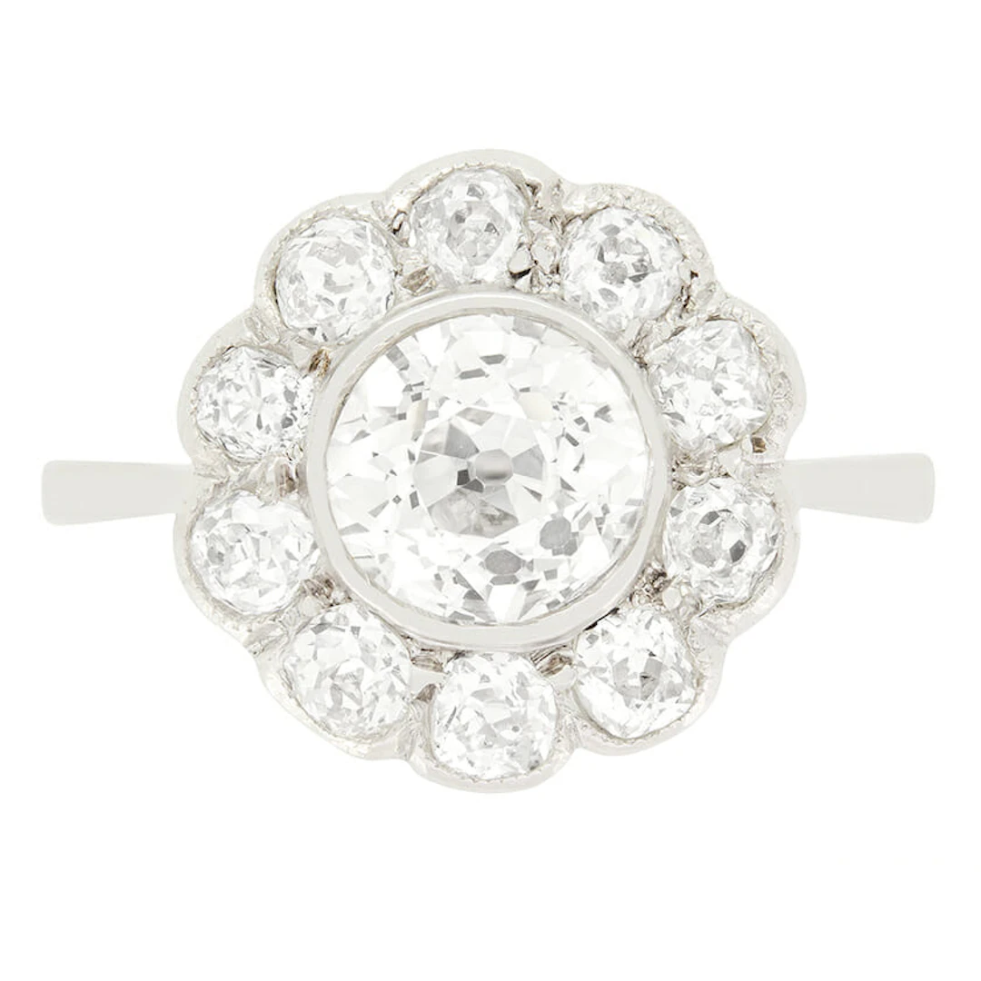 Art Deco 1.30ct Diamond Halo Ring, c.1920s