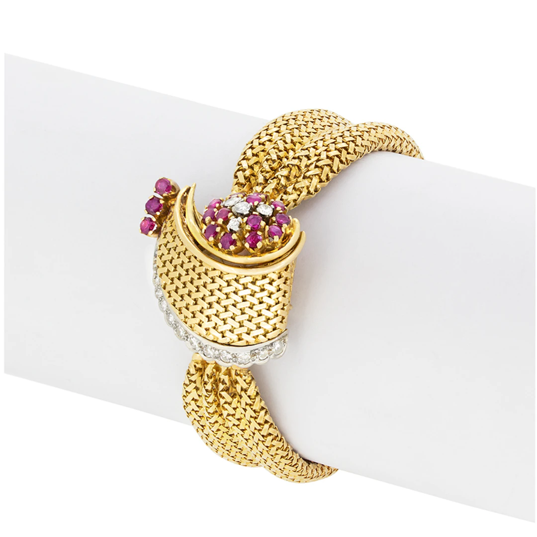Late Deco, 0.45ct Ruby and Diamond Cocktail Watch, c.1920s