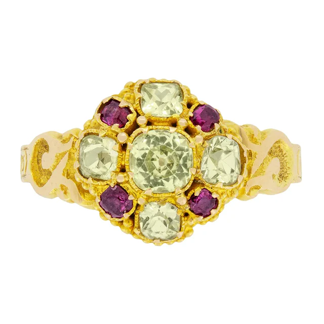 Victorian 0.90ct Sapphire and Ruby Cluster Ring, c.1860s