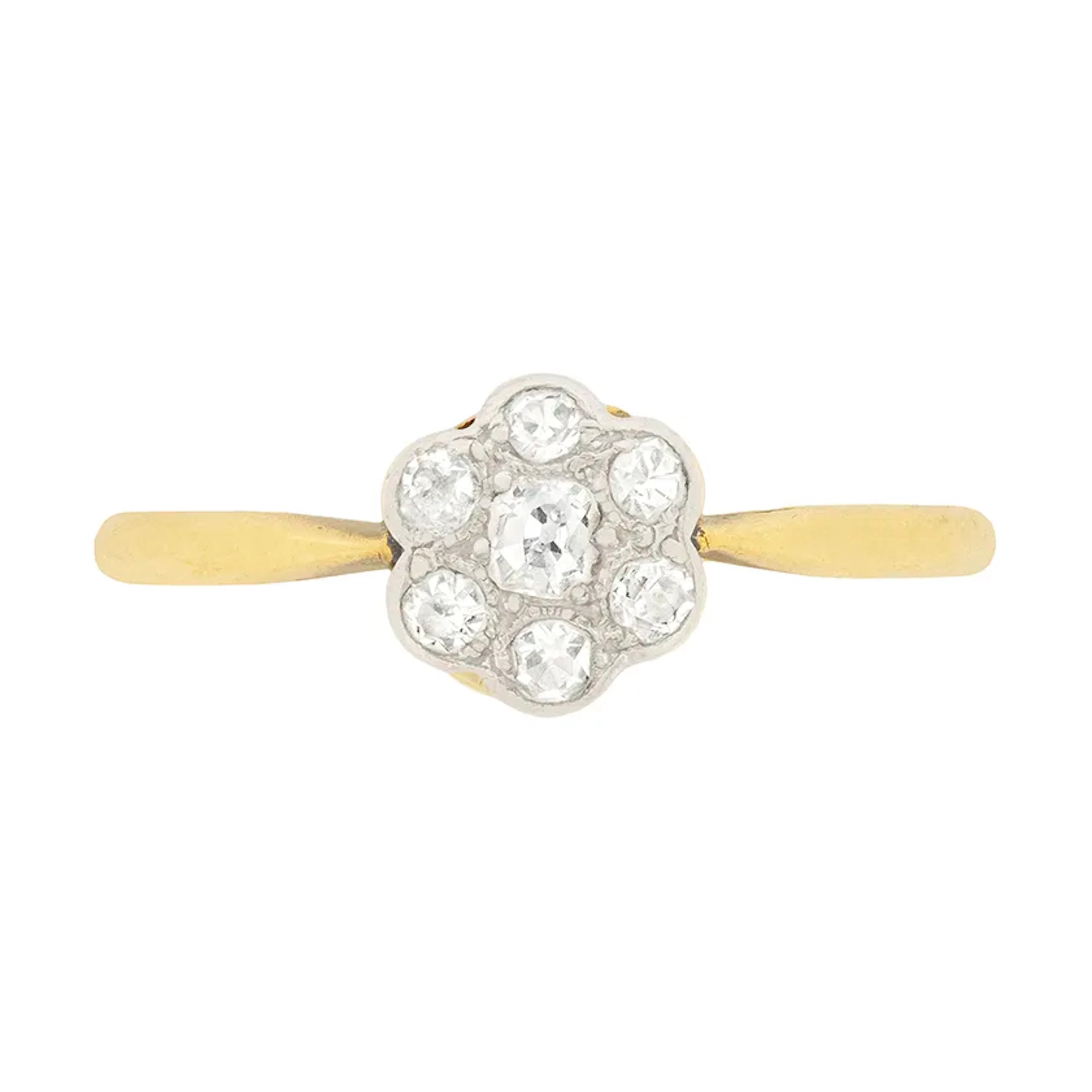 Victorian 0.40ct Diamond Daisy Cluster Ring, c.1900s