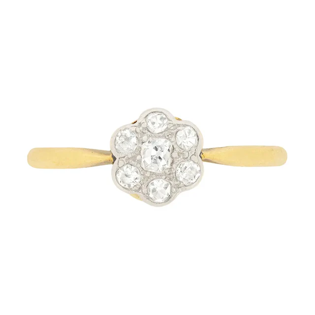 Victorian 0.40ct Diamond Daisy Cluster Ring, c.1900s