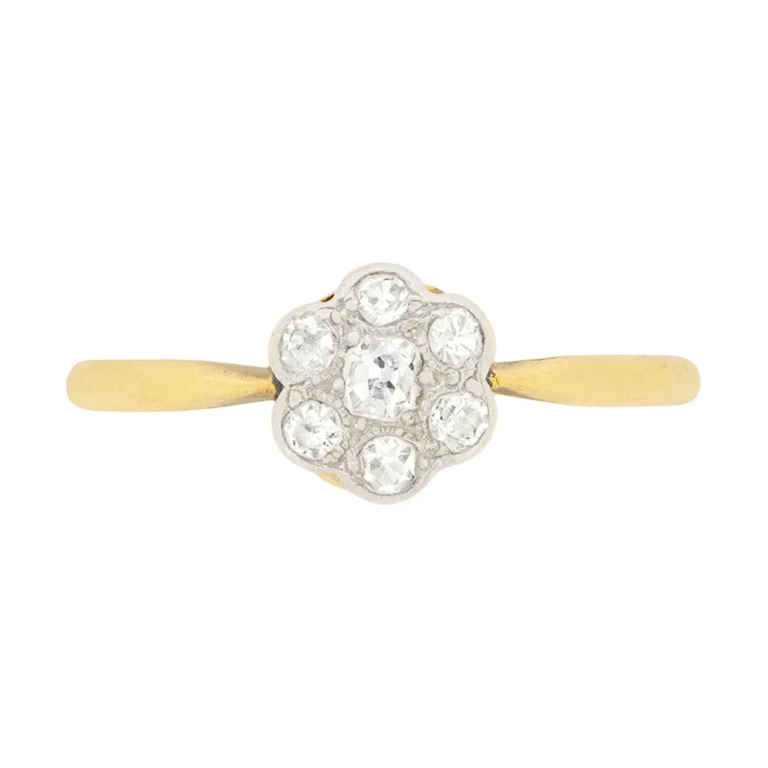 Victorian 0.40ct Diamond Daisy Cluster Ring, c.1900s