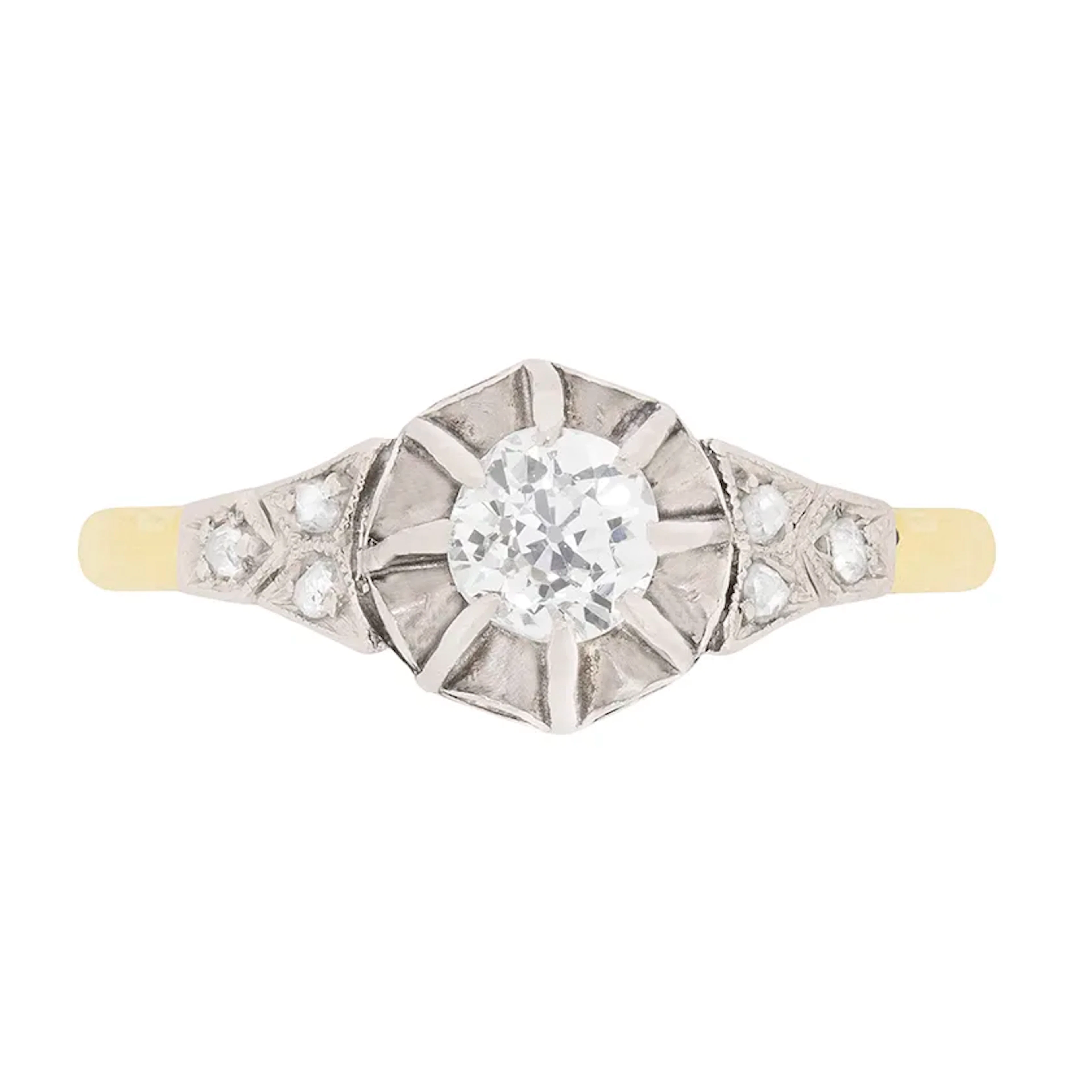 Edwardian 0.30ct Diamond Solitaire Engagement Ring, c.1910s