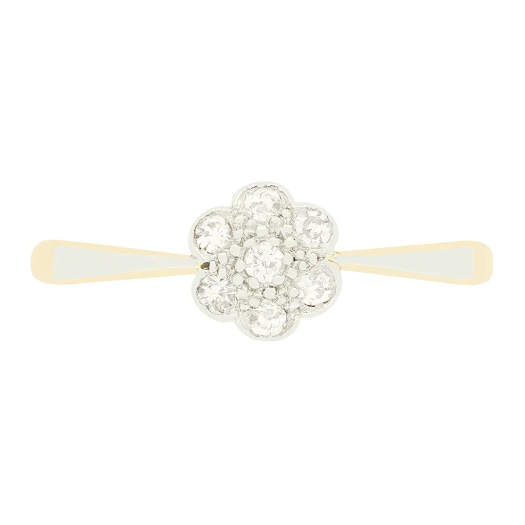Edwardian 0.14ct Diamond Daisy Cluster Ring, c.1910s