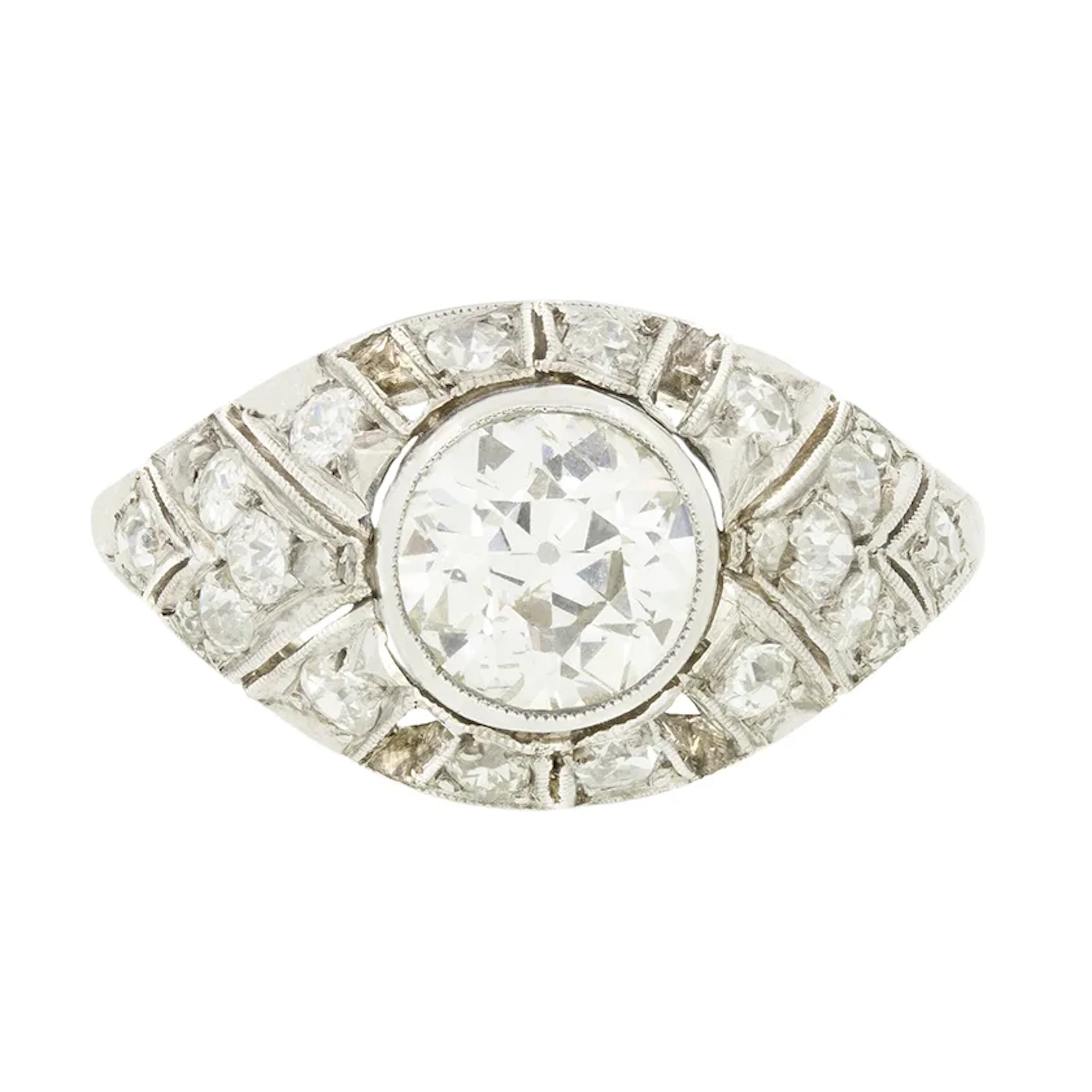 Art Deco 1.40ct Diamond Bombe Ring, c.1920s