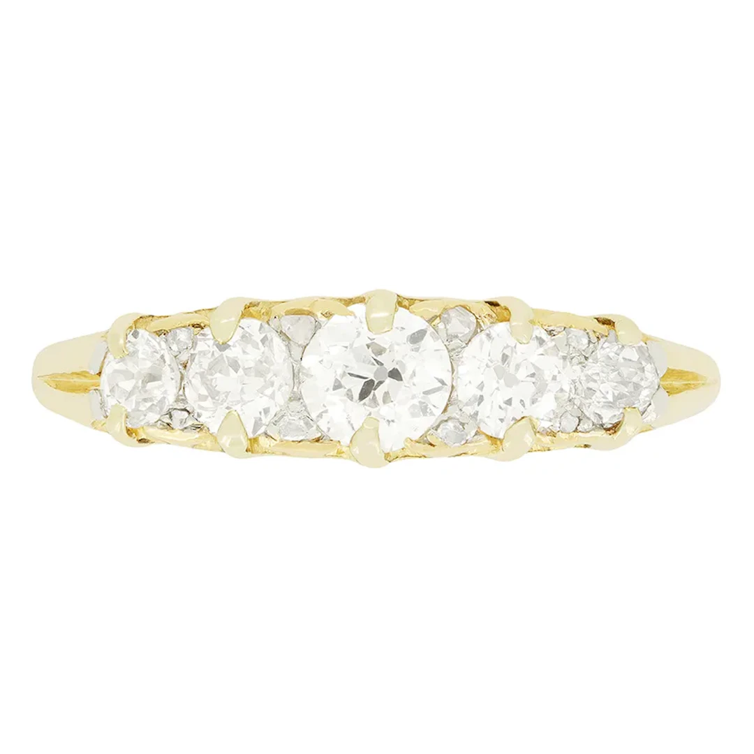 Victorian 0.85ct Diamond Five Stone Ring, c.1880s