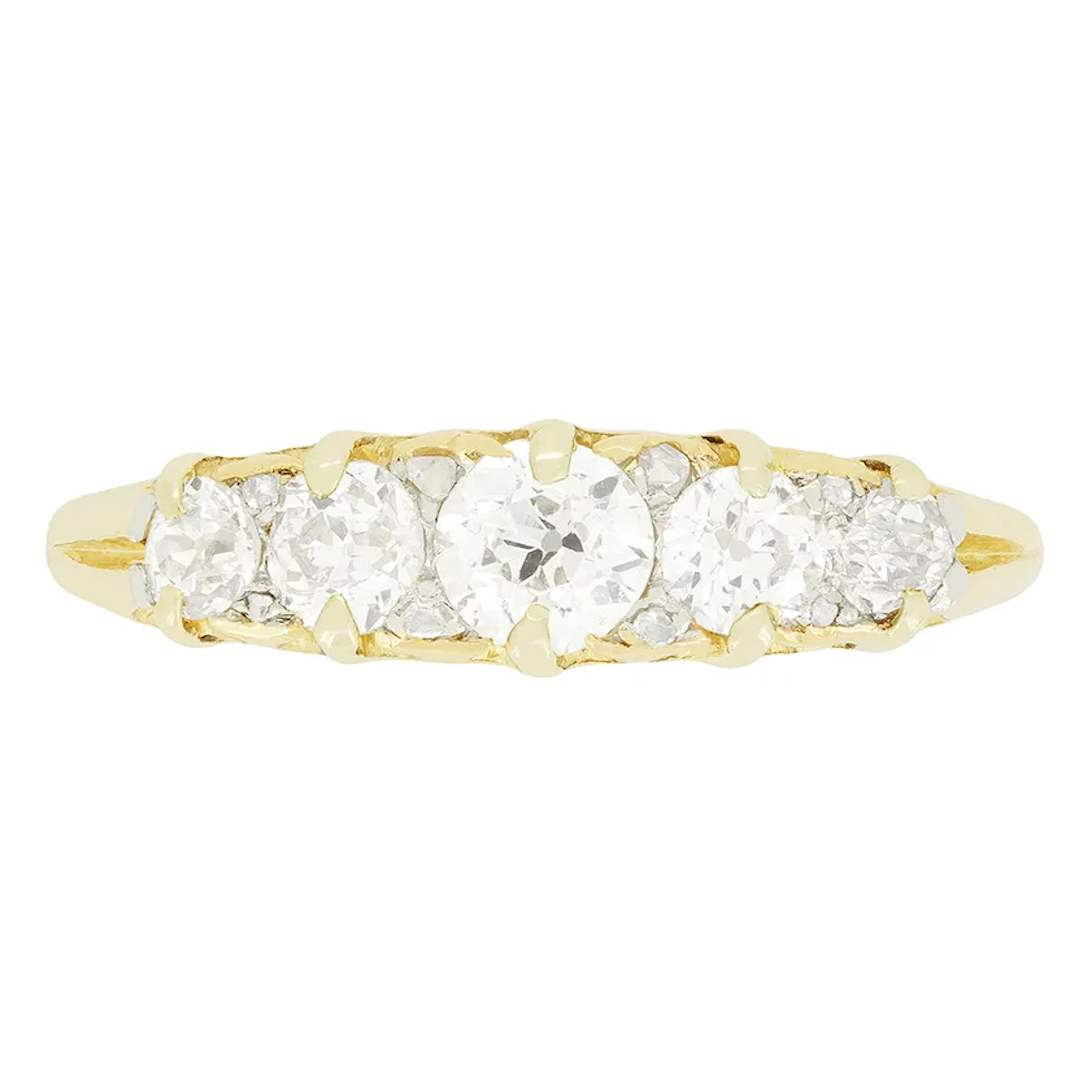 Victorian 0.85ct Diamond Five Stone Ring, c.1880s