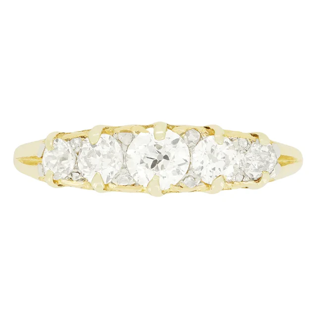 Victorian 0.85ct Diamond Five Stone Ring, c.1880s