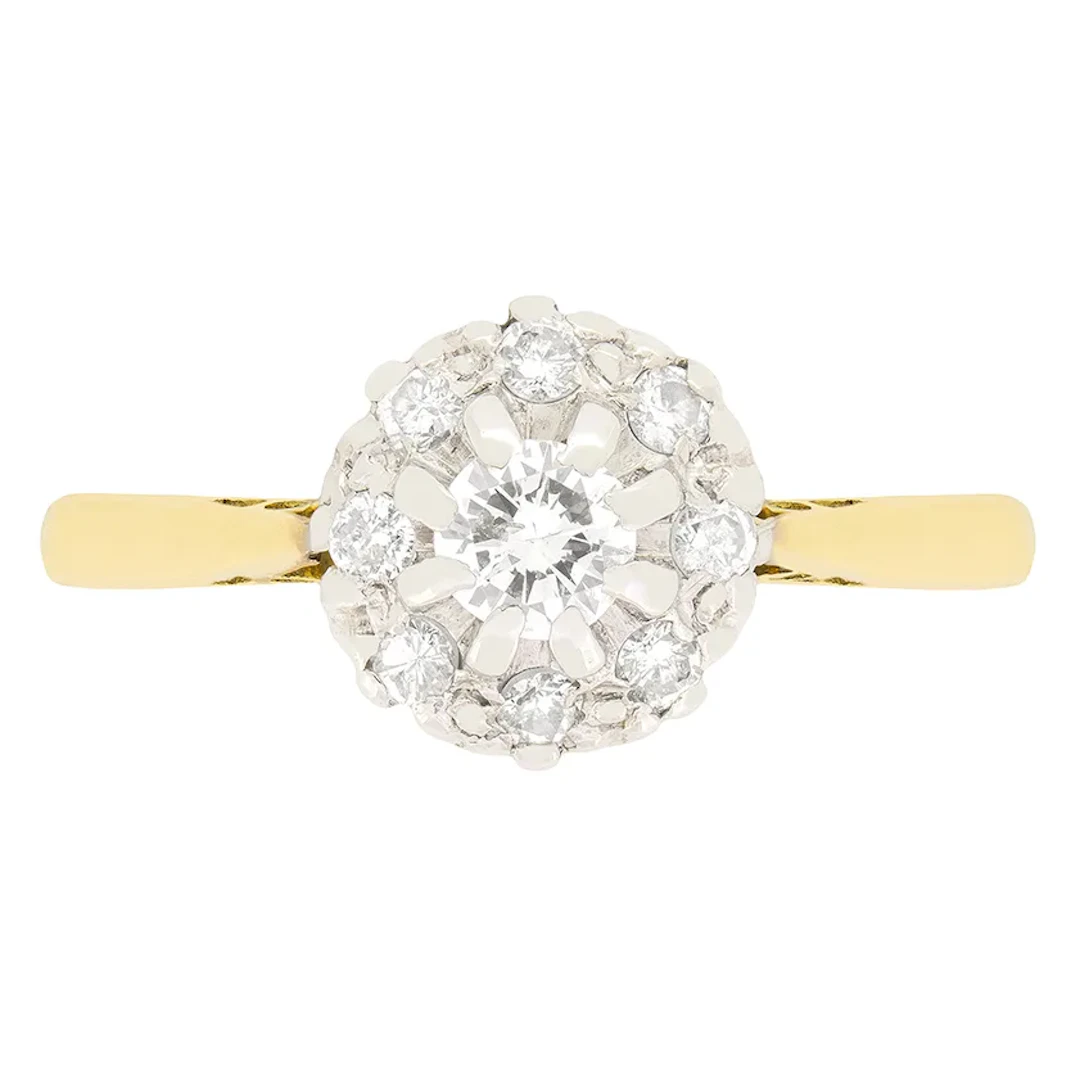 Vintage 0.41ct Diamond Cluster Ring, c.1950s
