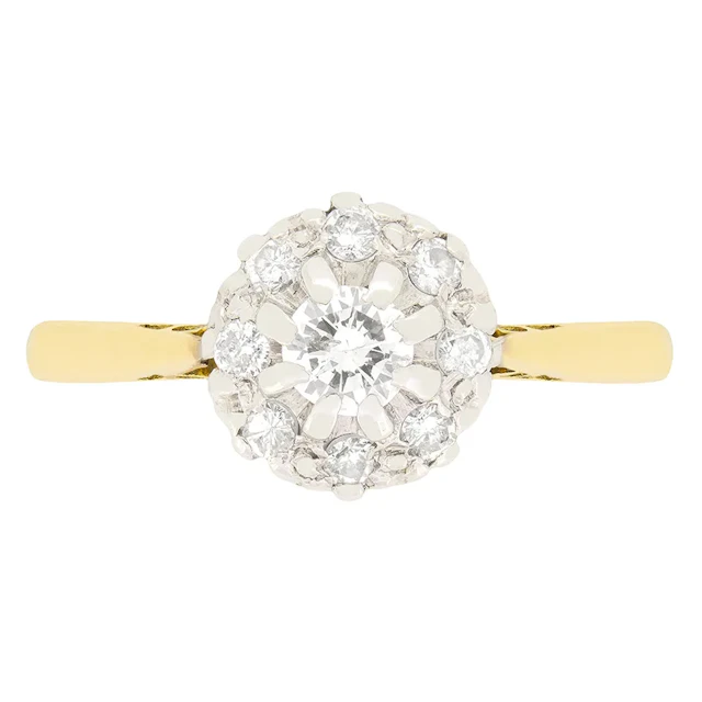 Vintage 0.41ct Diamond Cluster Ring, c.1950s