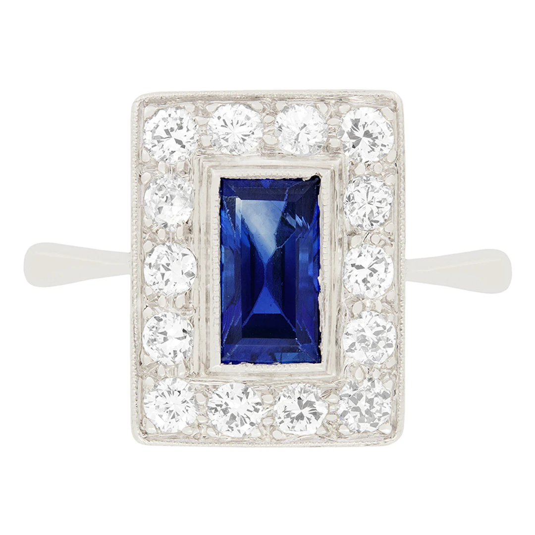 Late Deco 0.90ct Sapphire and Diamond Ring, c.1930s