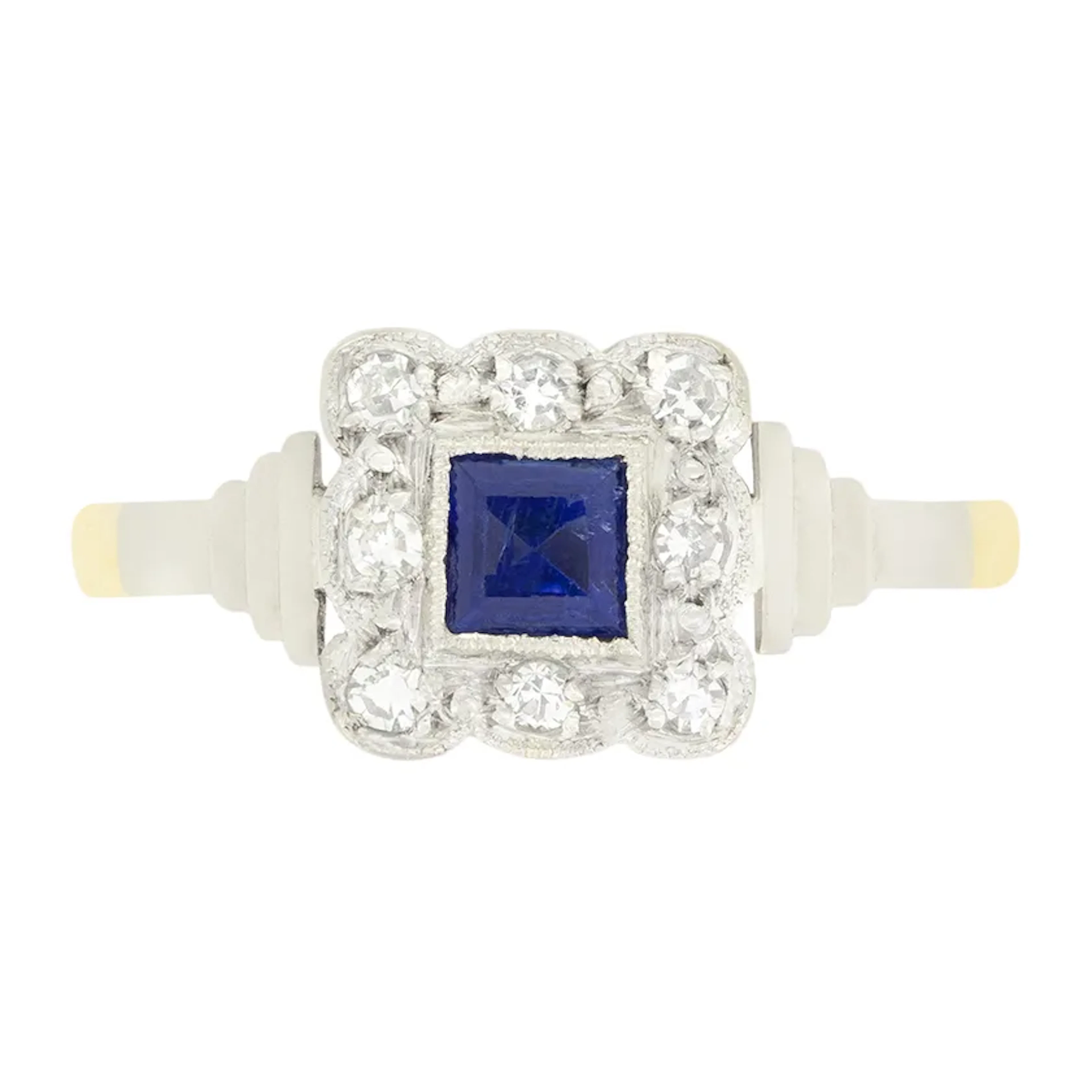 Antique 0.30ct Sapphire and Diamond Cluster Ring, c.1930s