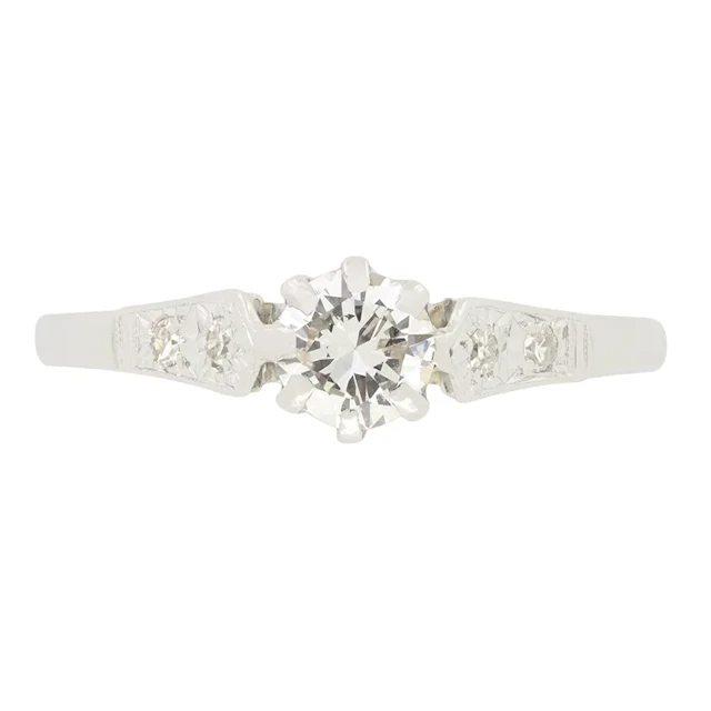 Late Deco 0.40ct Diamond Solitaire Ring, c.1940s