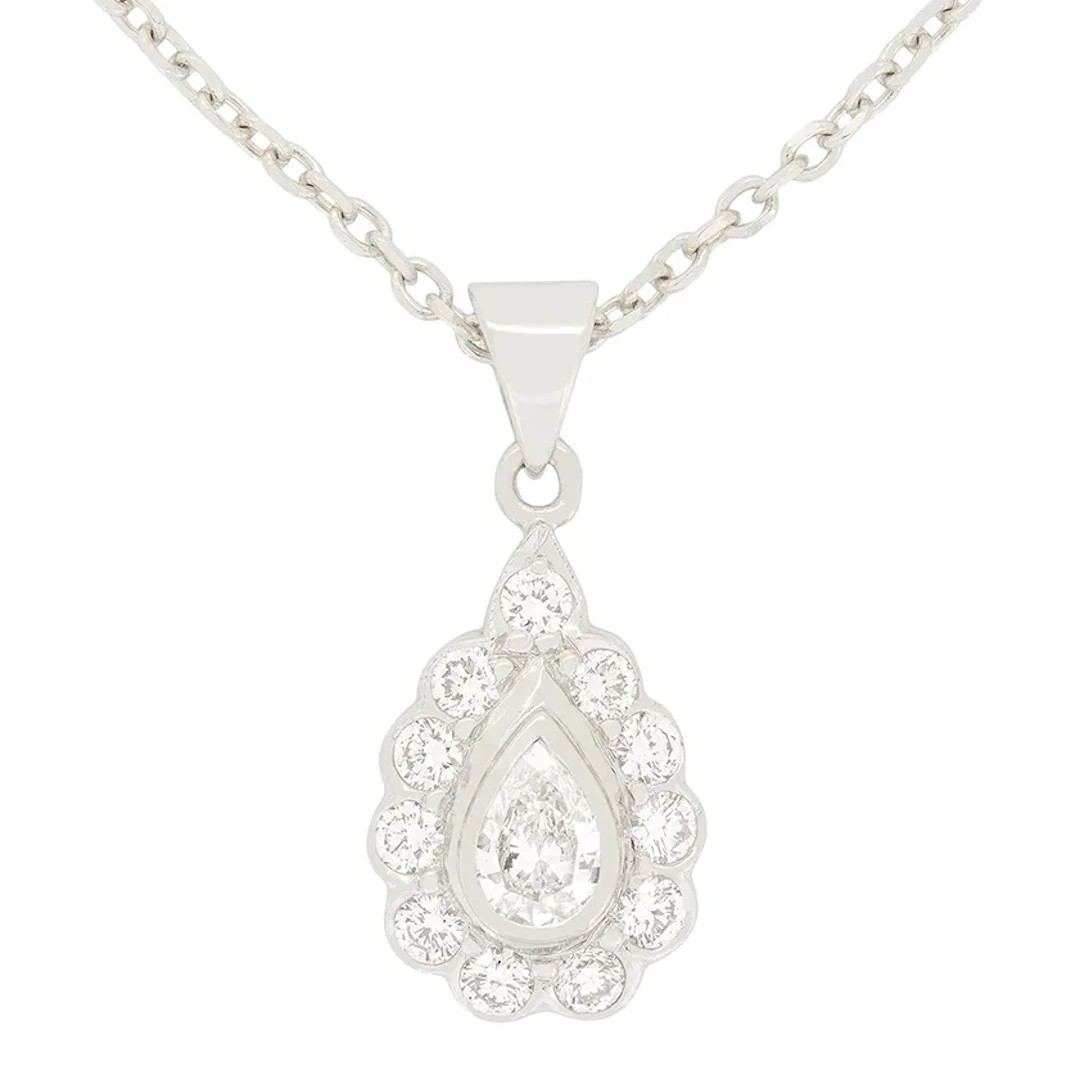Contemporary 0.90ct Diamond Pear Shaped Pendant