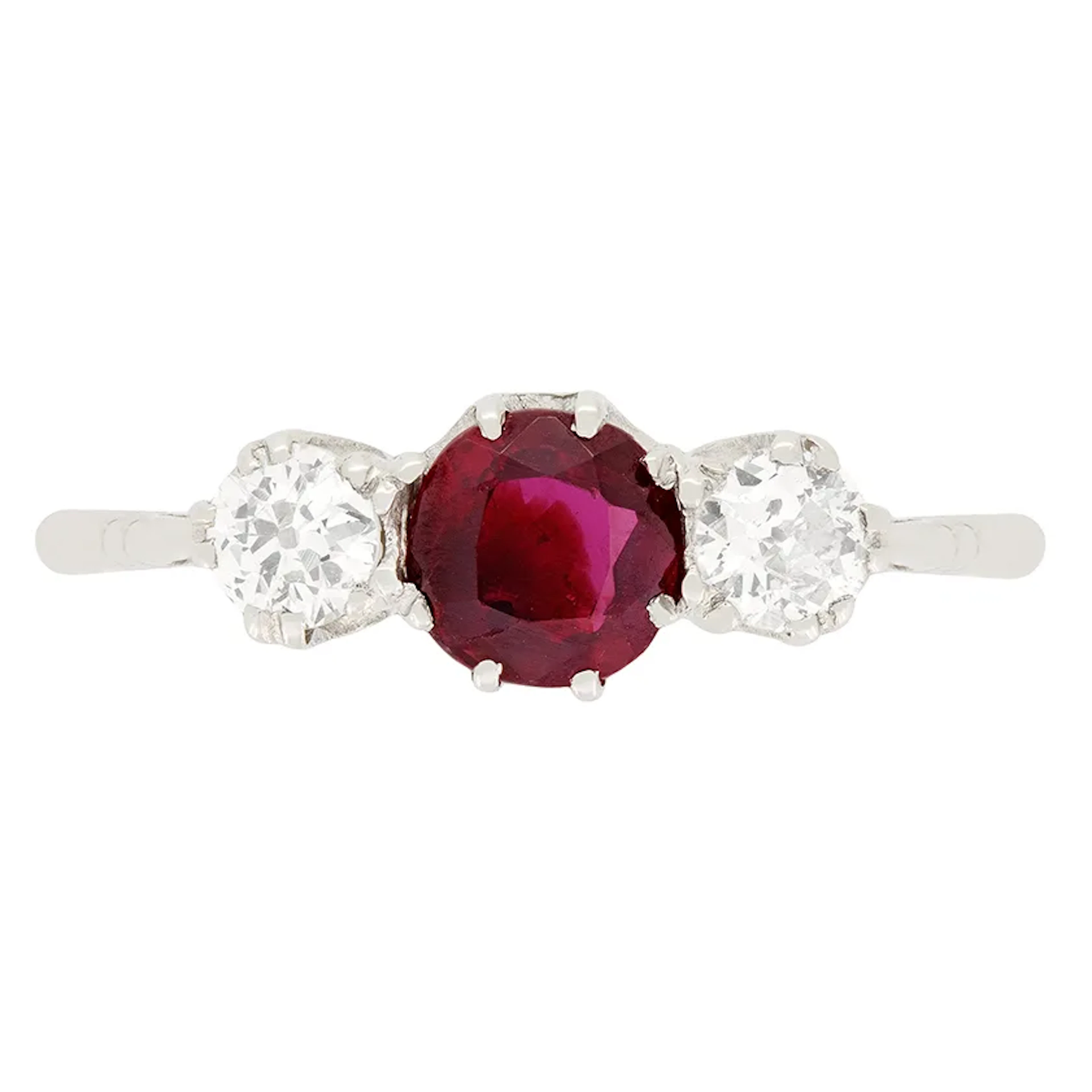 Art Deco 0.60ct Ruby and Diamond Trilogy Ring, c.1920s