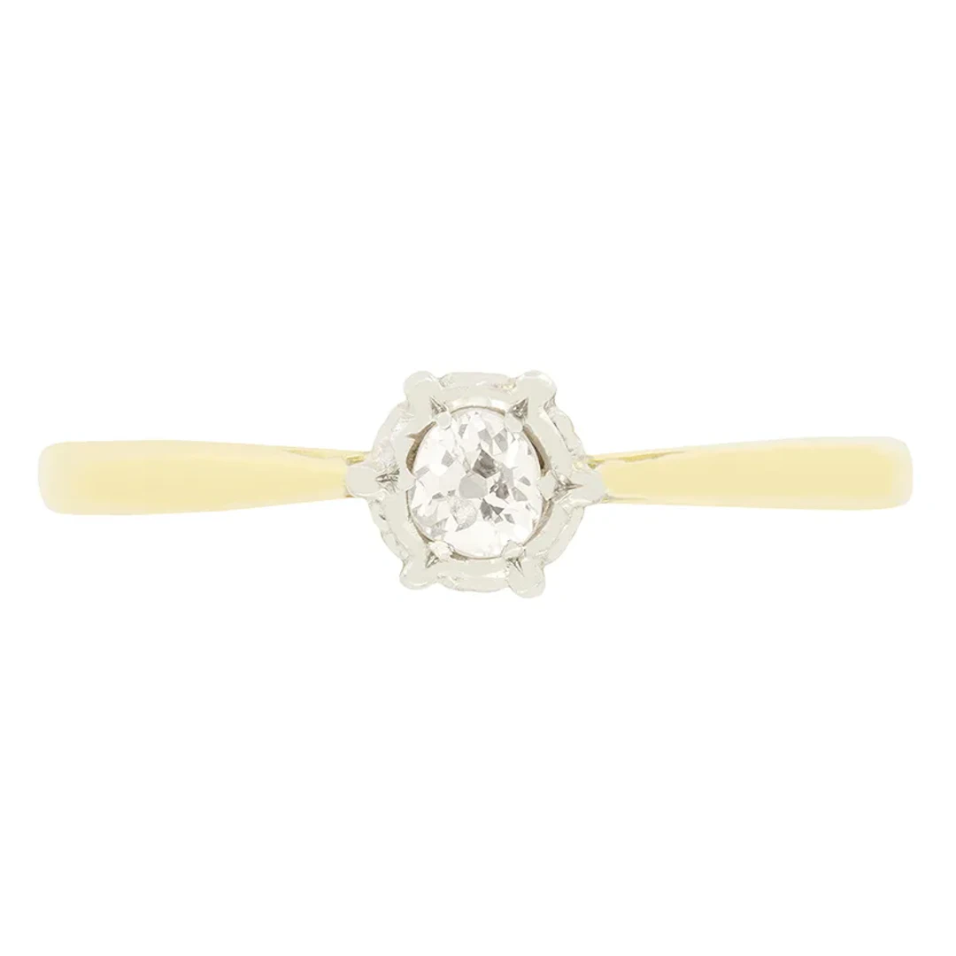 Vintage 0.20ct Diamond Solitaire Ring, hallmarked 1966