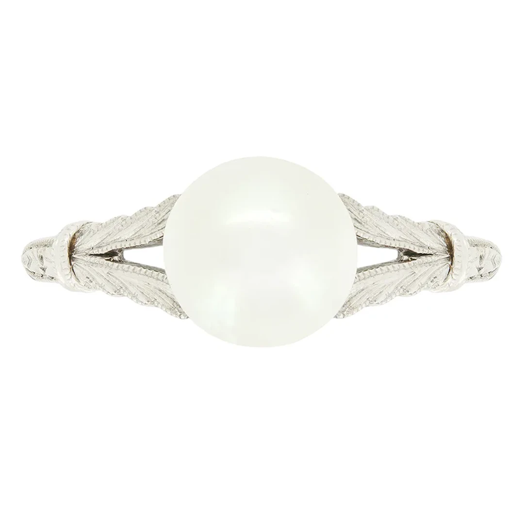 Vintage Pearl Solitaire Ring, c.1950s
