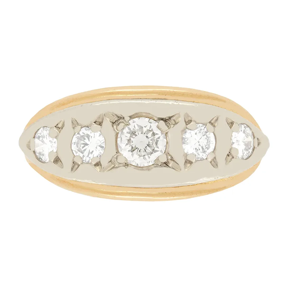 Vintage 0.75ct Diamond Five Stone Ring, c.1950s