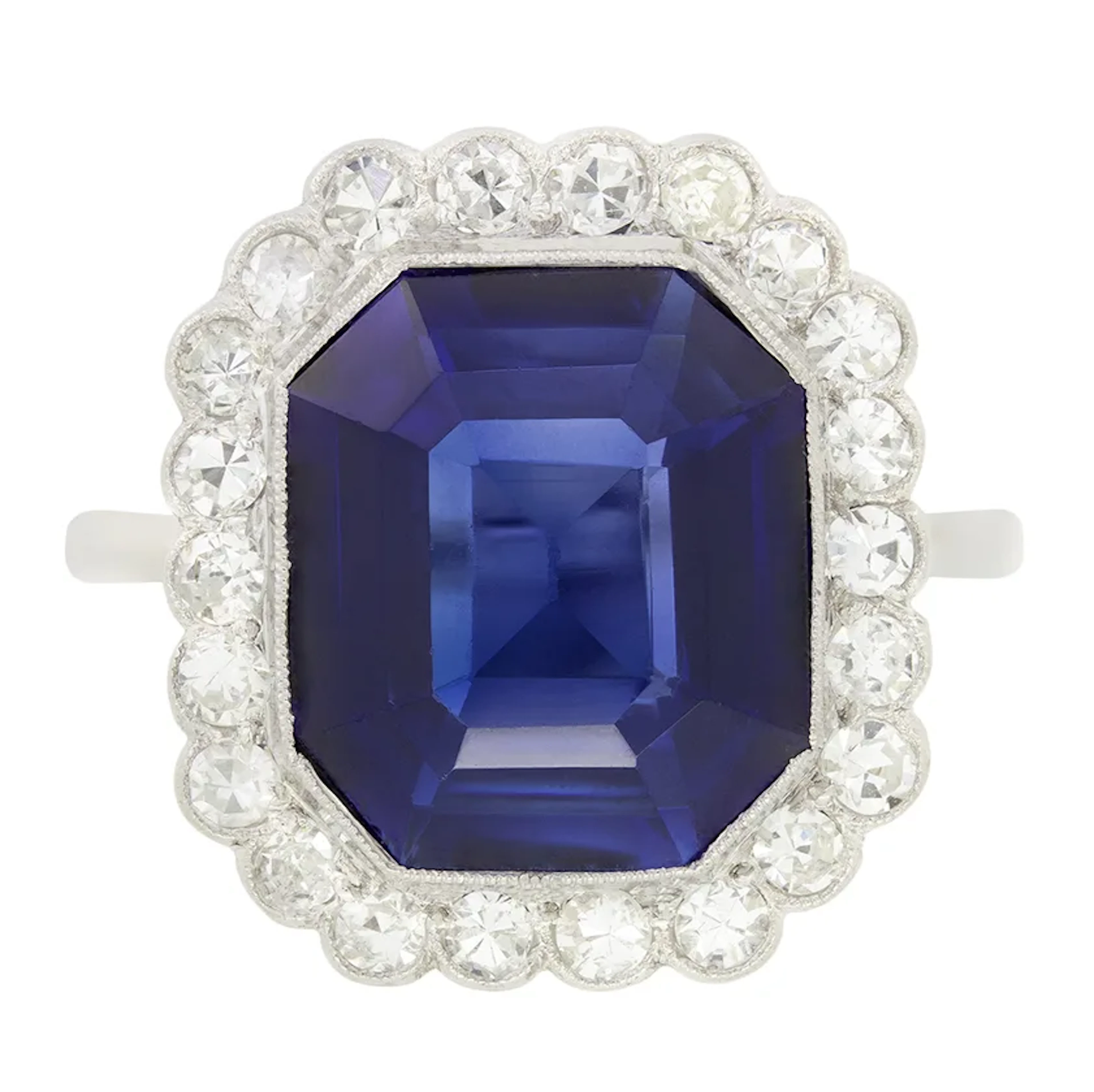 Art Deco 8.00ct Synthetic Sapphire and Diamond Ring, c.1920s