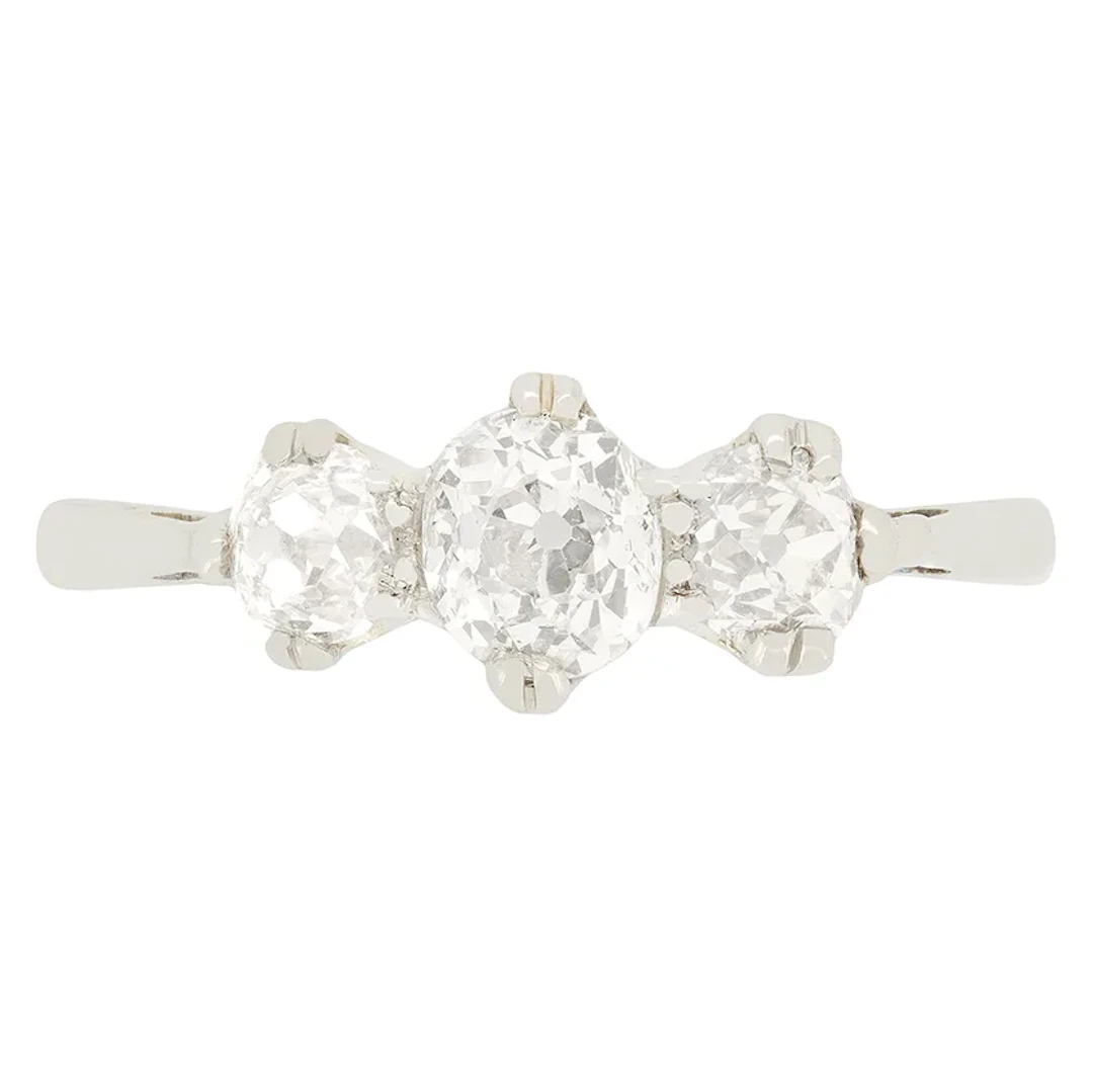 Art Deco 1.10ct Diamond Three Stone Ring, c.1920s
