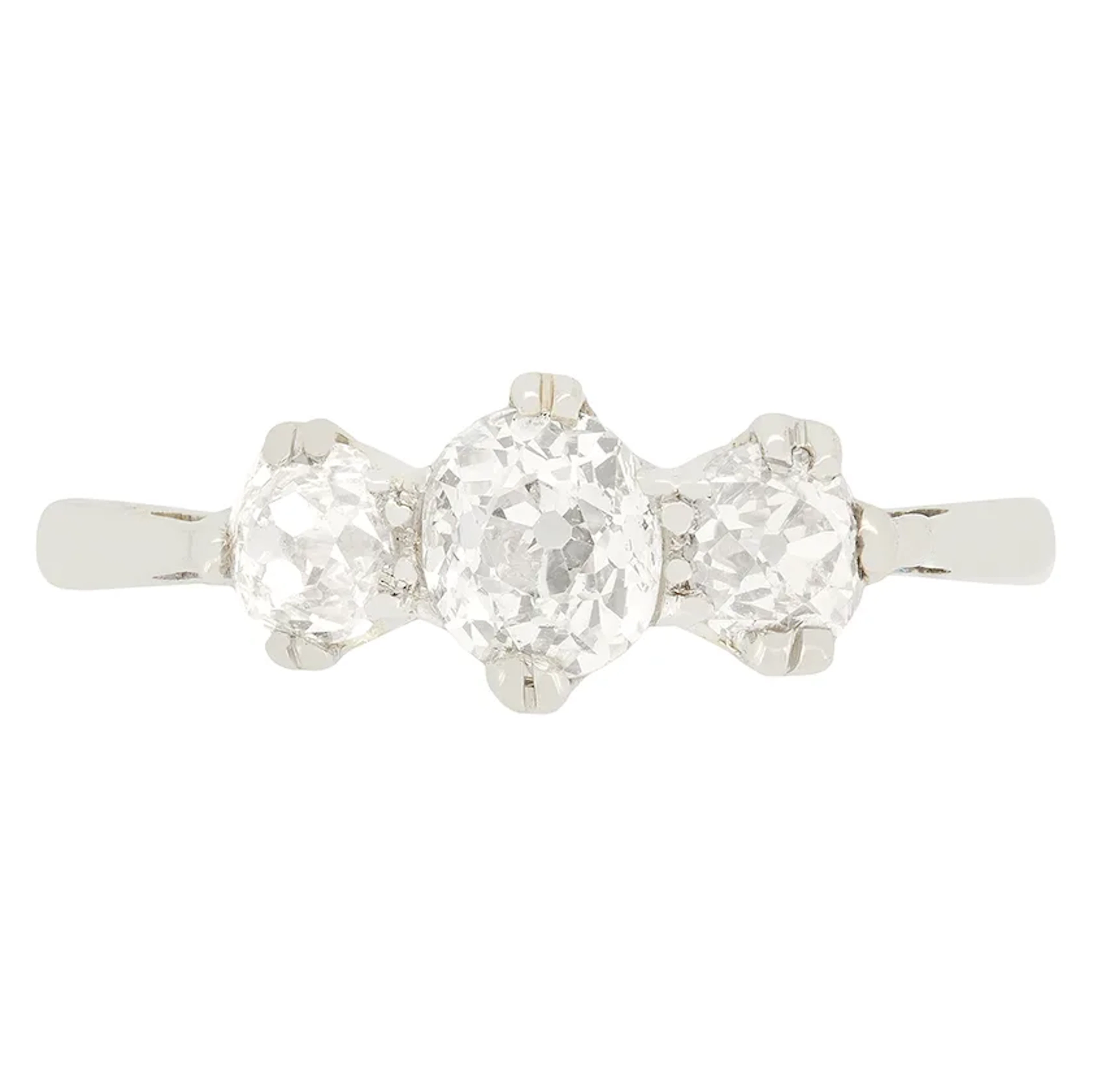 Art Deco 1.10ct Diamond Three Stone Ring, c.1920s