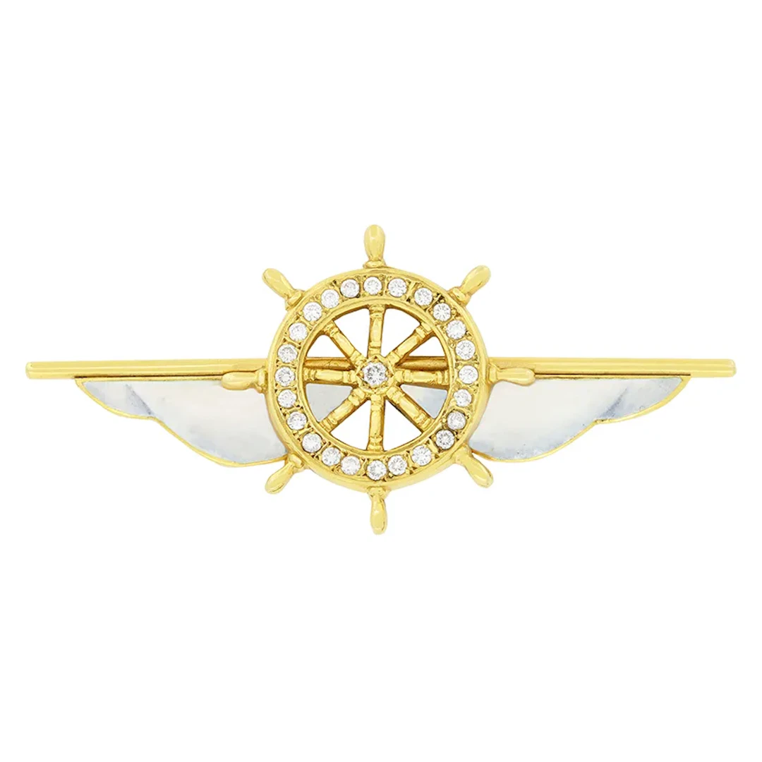 Benzie of Cowes 0.75ct Diamond Naval Brooch, c.2000s