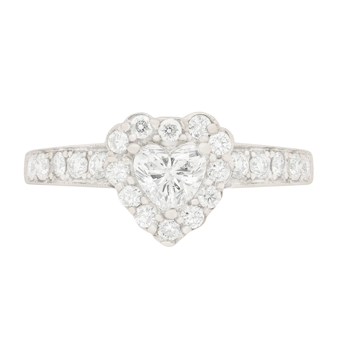 Contemporary 0.40ct Heart-Shaped Diamond Halo Engagement Ring