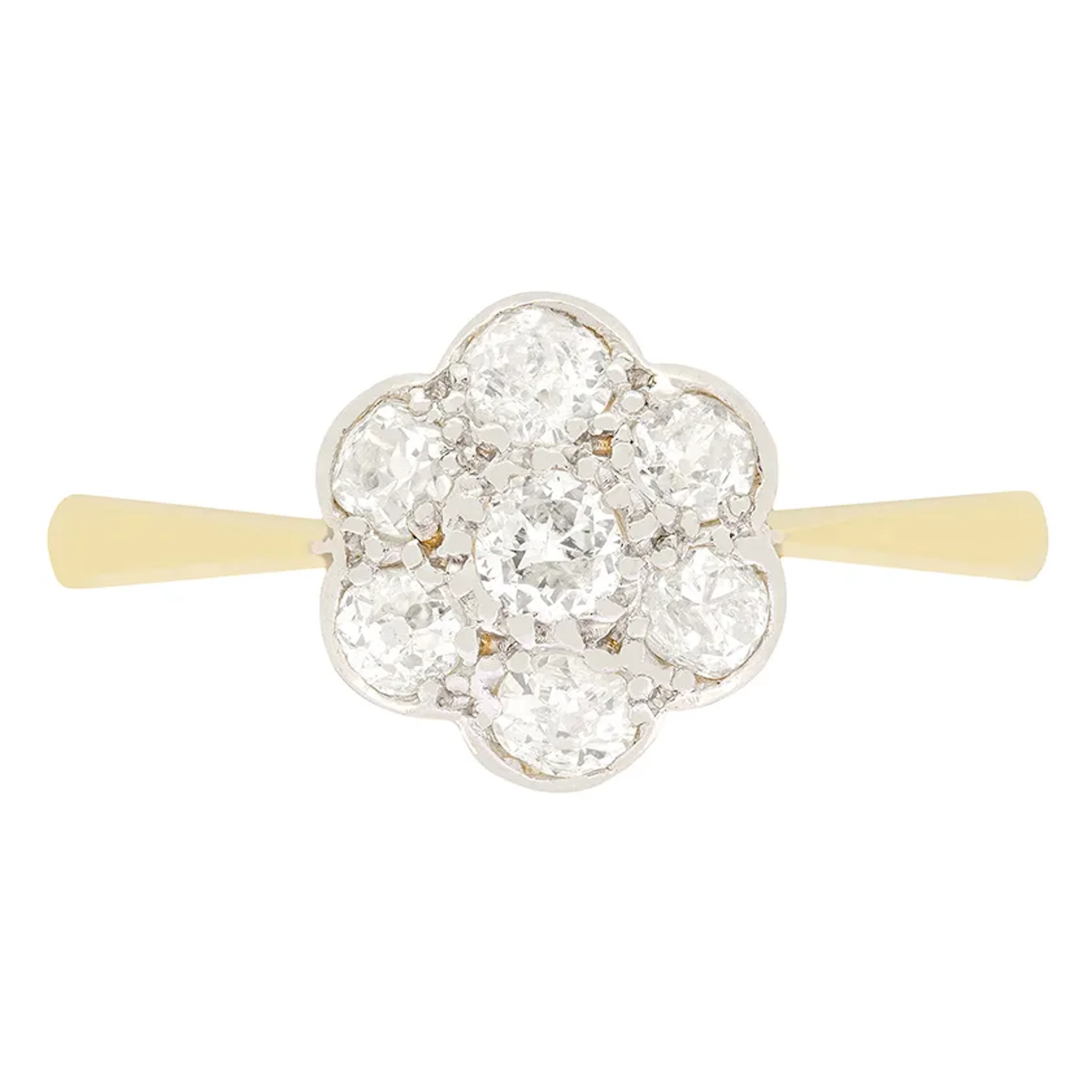 Edwardian 0.75ct Diamond Daisy Cluster Ring, c.1910s