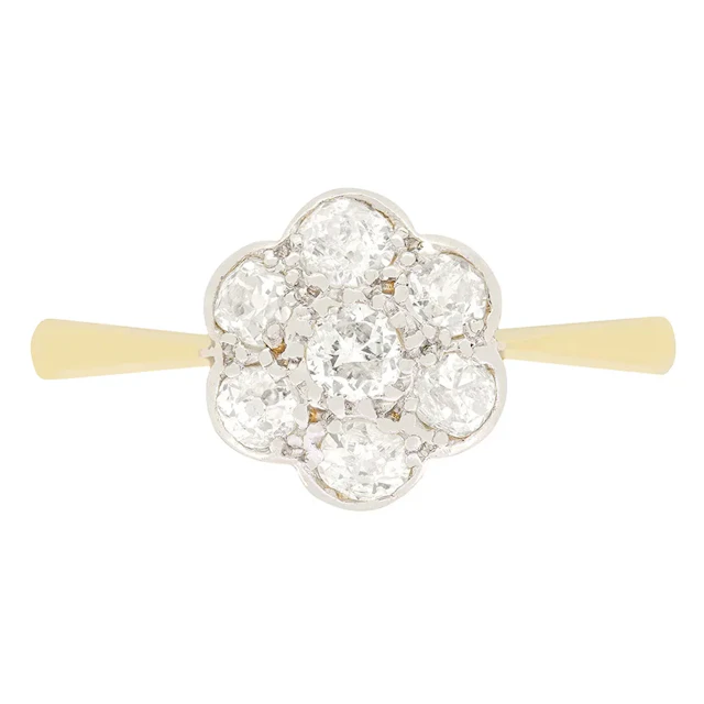 Edwardian 0.75ct Diamond Daisy Cluster Ring, c.1910s