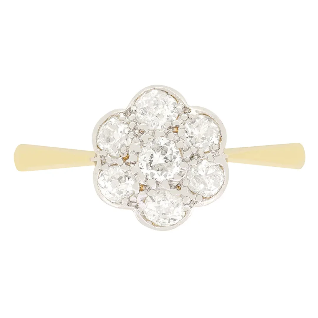 Edwardian 0.75ct Diamond Daisy Cluster Ring, c.1910s