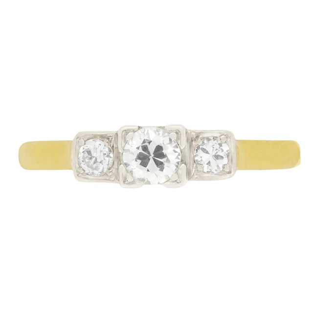 Edwardian 0.30ct Three Stone Diamond Ring, c.1910s