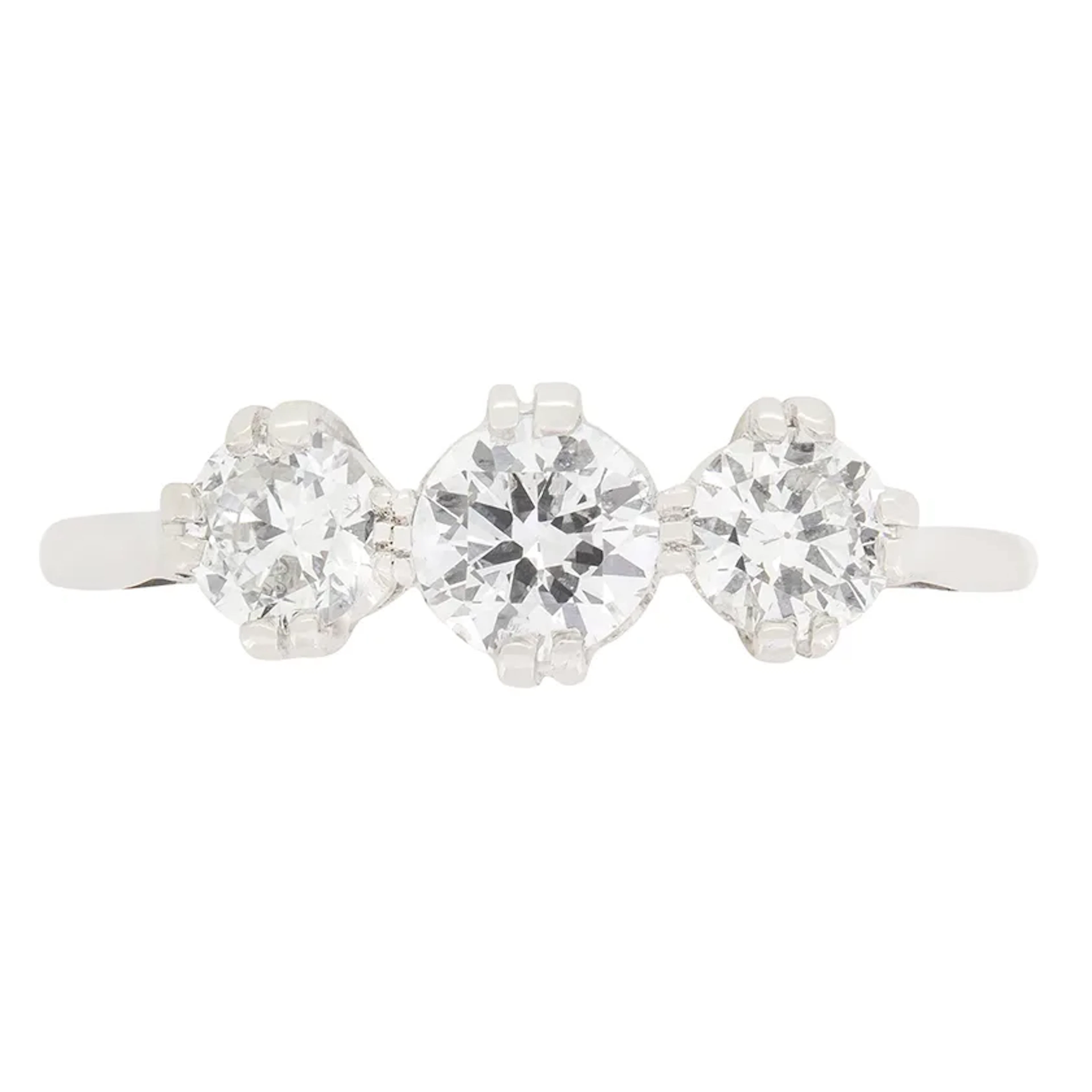Late Deco 1.10ct Diamond Trilogy Ring, c.1930s
