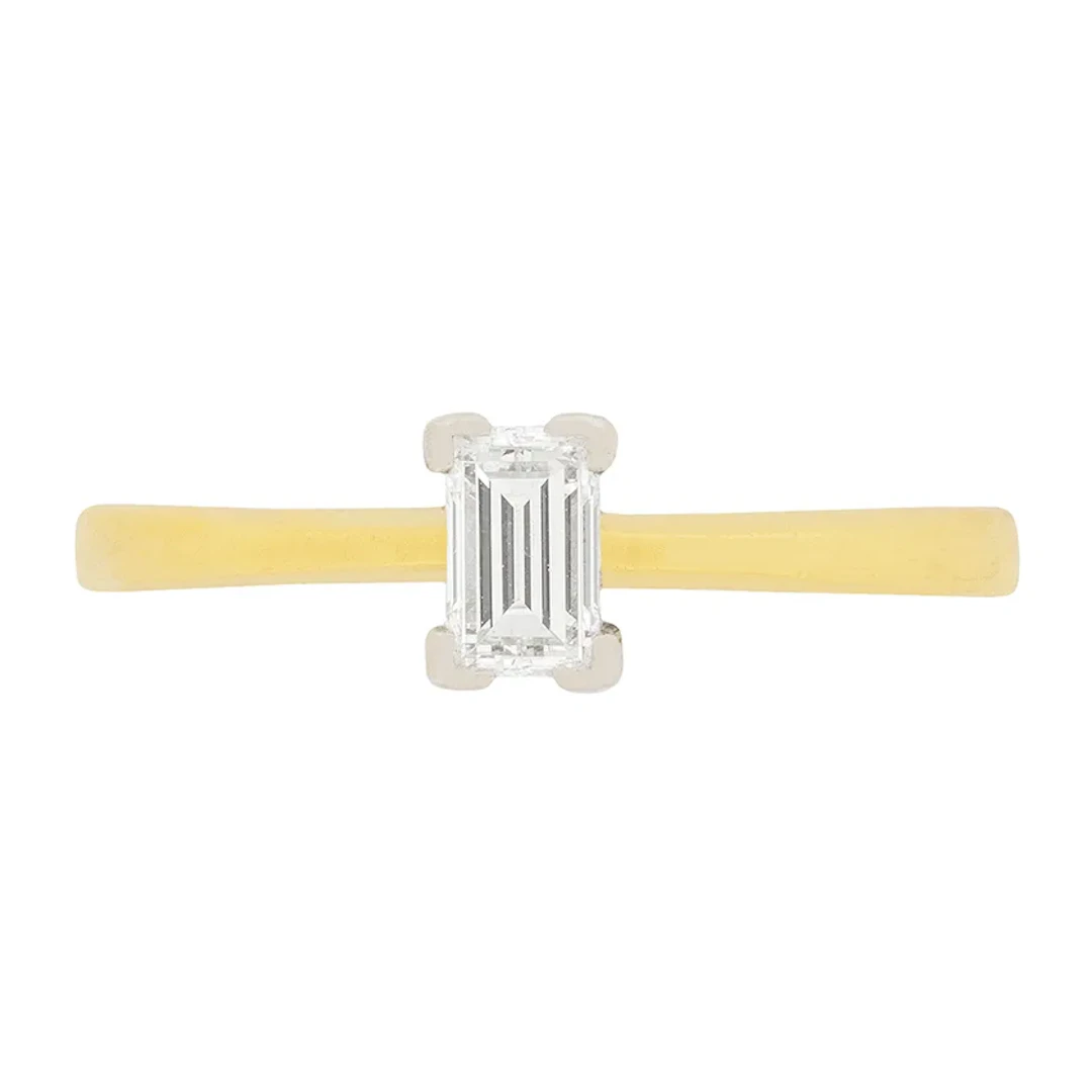 Contemporary 0.25ct Emerald Cut Diamond Solitaire Engagement Ring