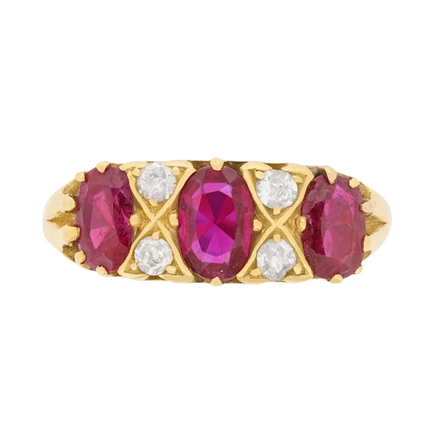 Vintage Ruby and Diamond Ring, c.1970s